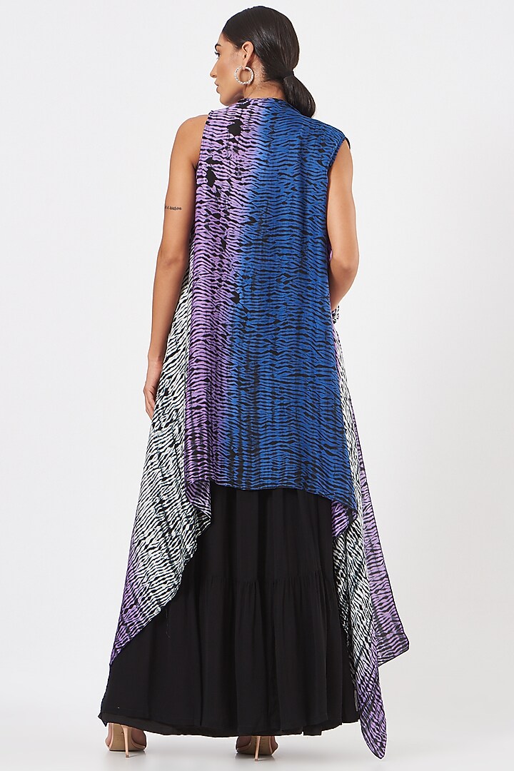 Blue & Purple Satin Jacket Set by K-ANSHIKA Jaipur at Pernia's Pop Up Shop