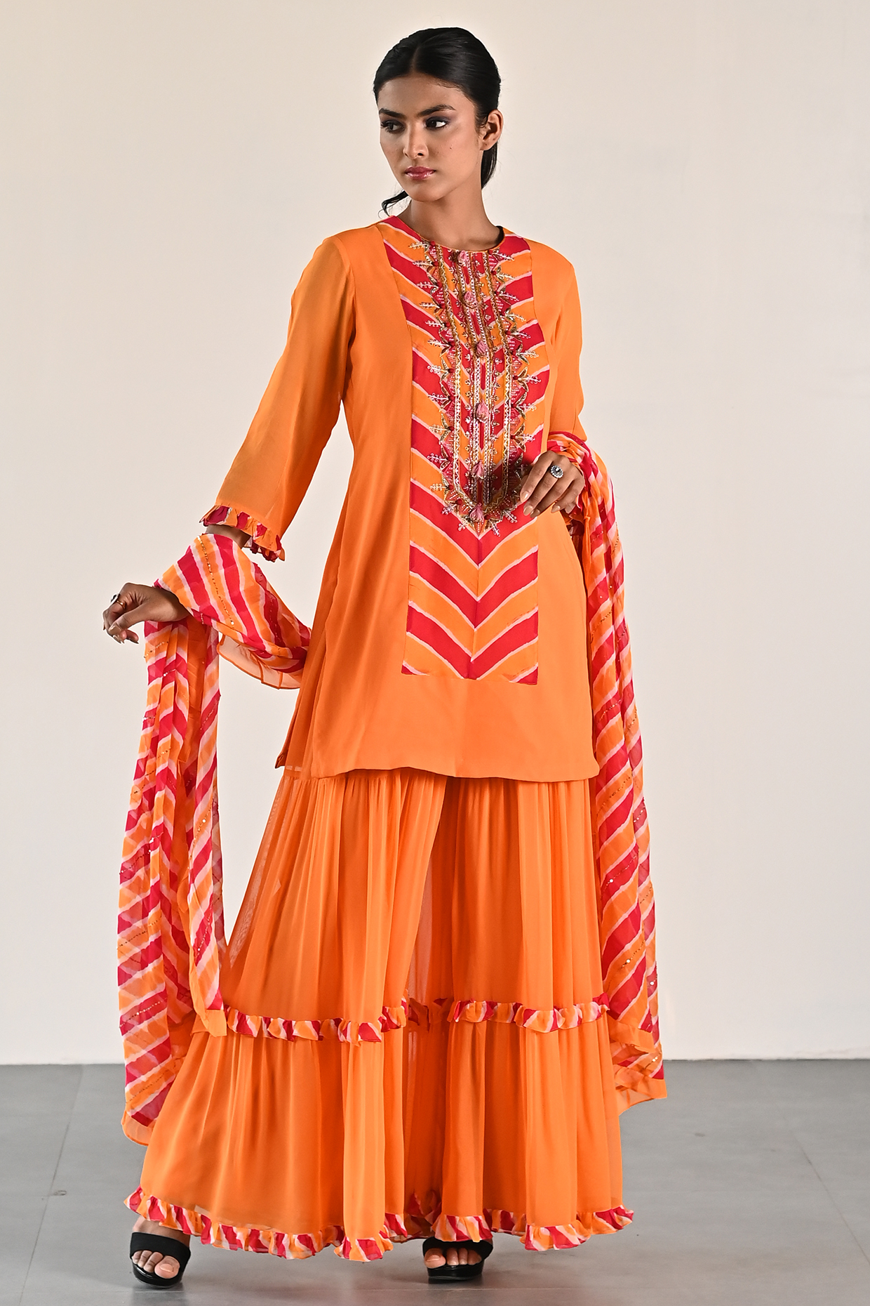 Mustard Georgette Party Wear Sharara Set by K-ANSHIKA Jaipur at Pernia's Pop Up Shop