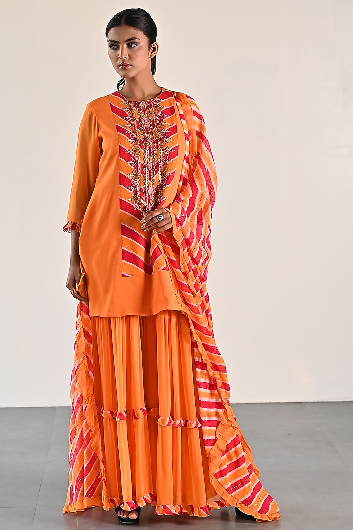 Mustard Georgette Wedding Sharara Set by K-ANSHIKA Jaipur at Pernia's Pop Up Shop