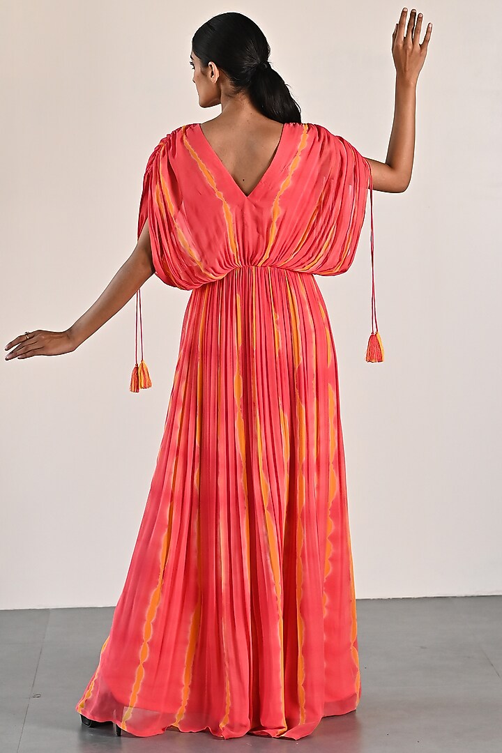 Peach Georgette Vacation Dress by K-ANSHIKA Jaipur at Pernia's Pop Up Shop