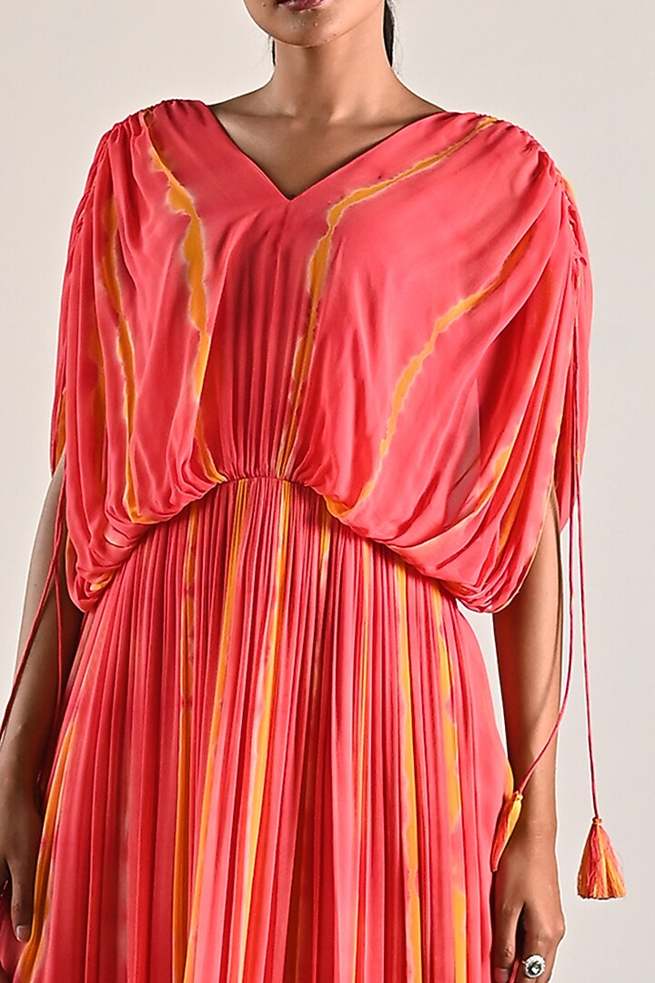 Peach Georgette Vacation Dress by K-ANSHIKA Jaipur at Pernia's Pop Up Shop