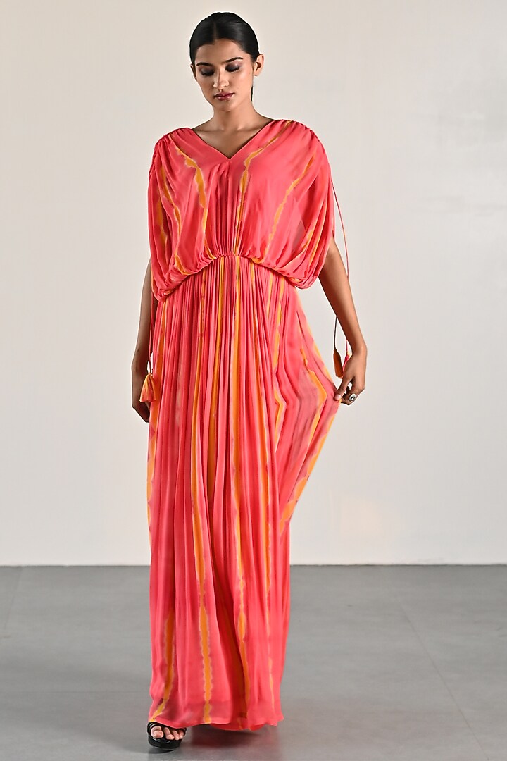 Peach Georgette Vacation Dress by K-ANSHIKA Jaipur at Pernia's Pop Up Shop