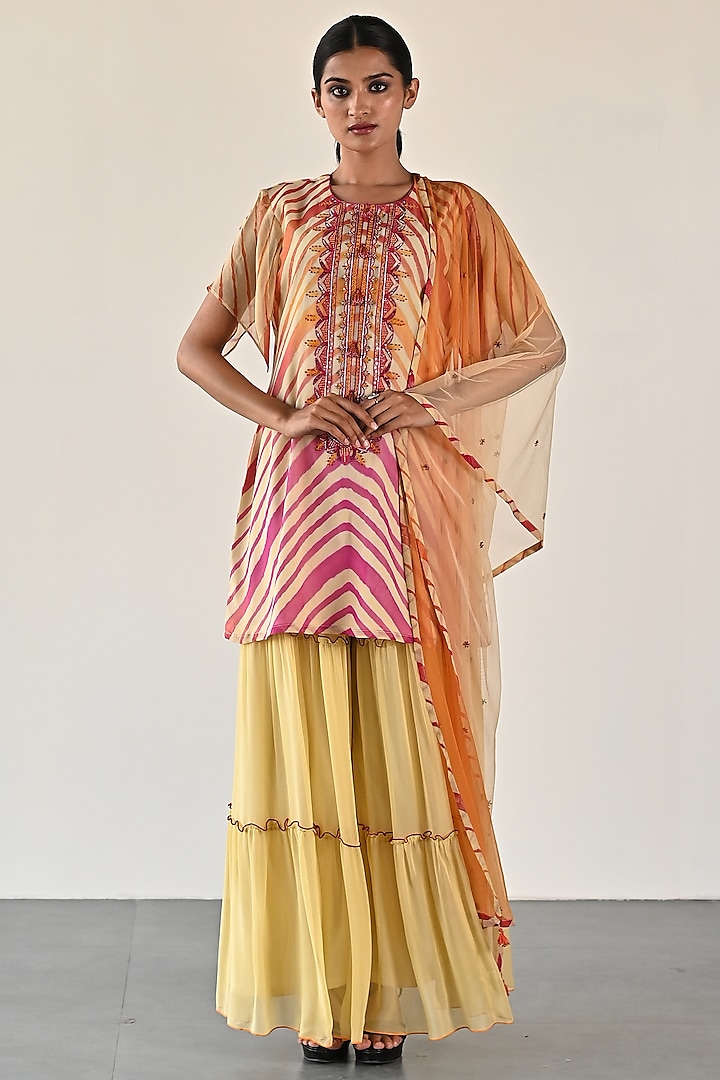 Light Mustard Georgette Sharara Set by K-ANSHIKA Jaipur at Pernia's Pop Up Shop