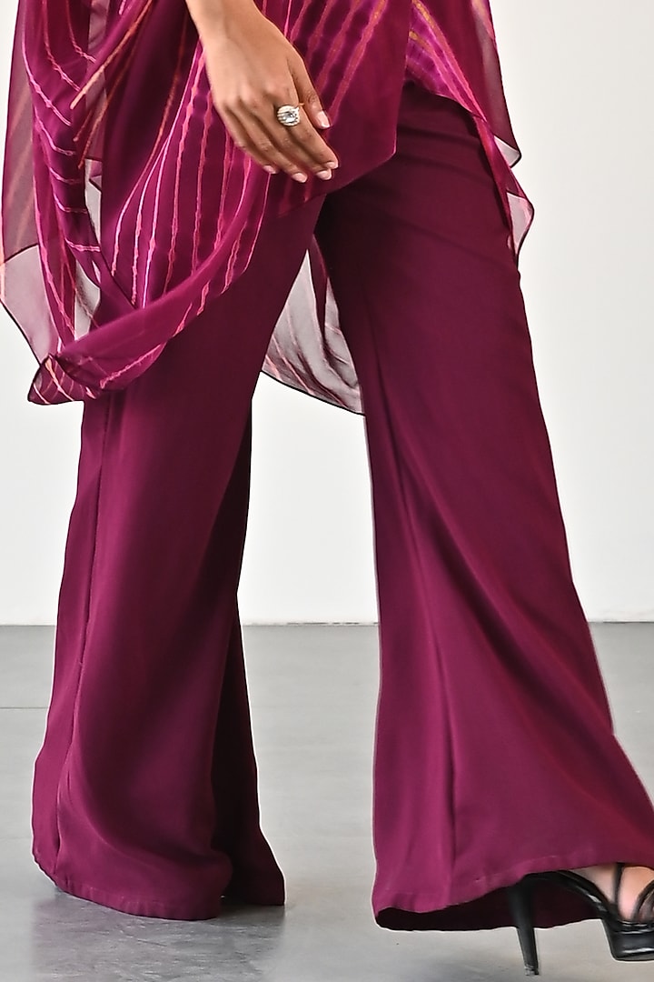 Wine Georgette Pant Set by K-ANSHIKA Jaipur at Pernia's Pop Up Shop