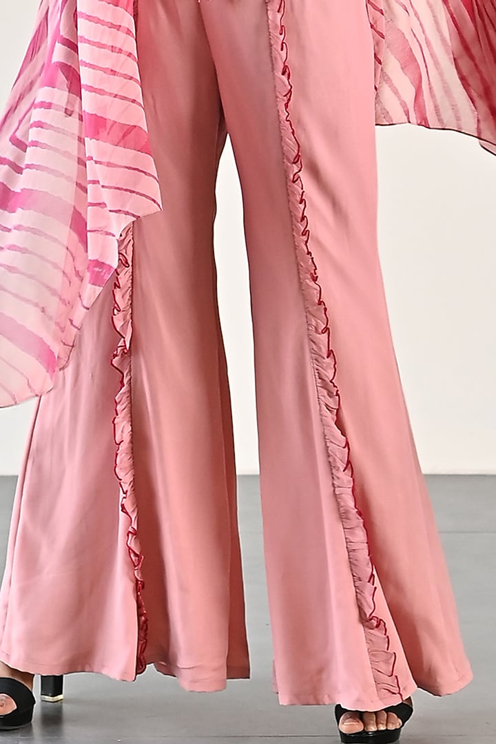 Carrot Pink Georgette Jumpsuit With Belt by K-ANSHIKA Jaipur at Pernia's Pop Up Shop