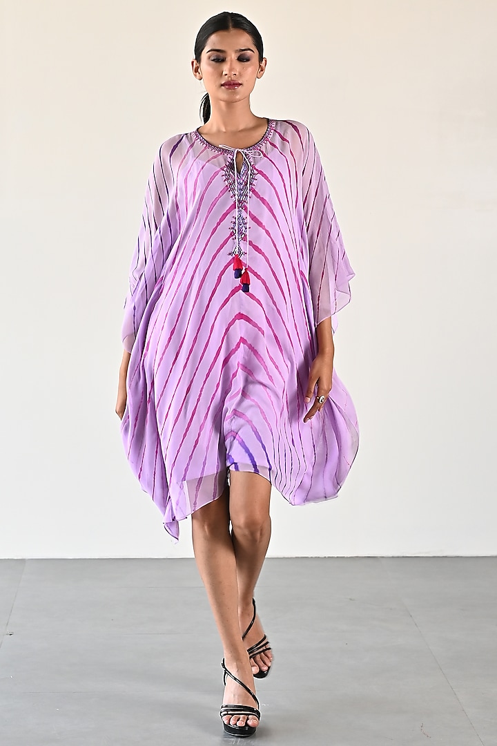 Lavender Georgette Kaftan Dress by K-ANSHIKA Jaipur