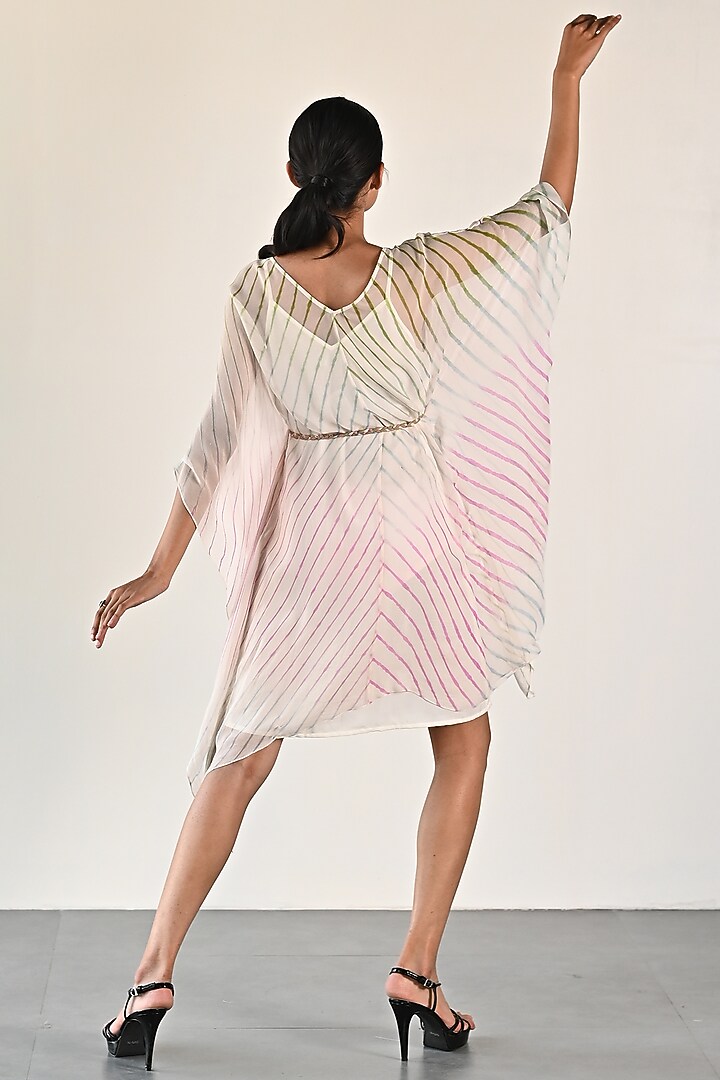 Off-White & Black Georgette Embellished Kaftan by K-ANSHIKA Jaipur at Pernia's Pop Up Shop
