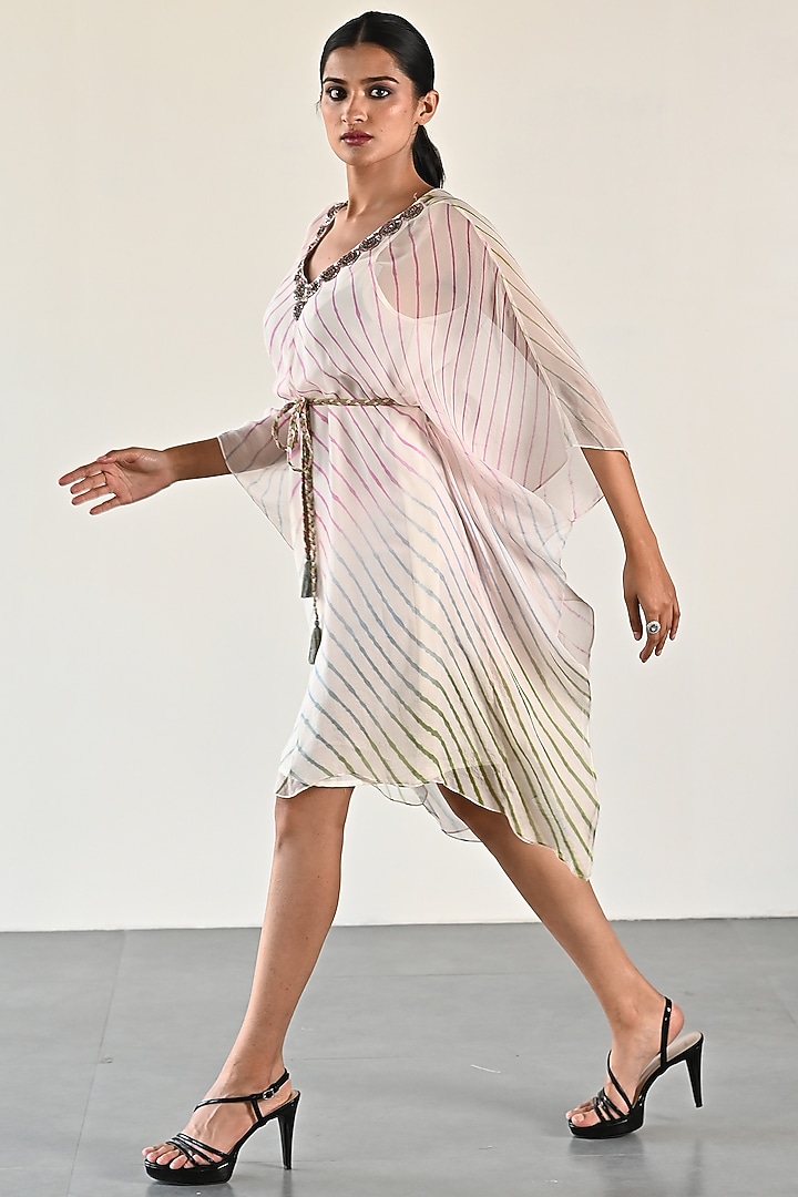 Off-White & Black Georgette Embellished Kaftan by K-ANSHIKA Jaipur at Pernia's Pop Up Shop