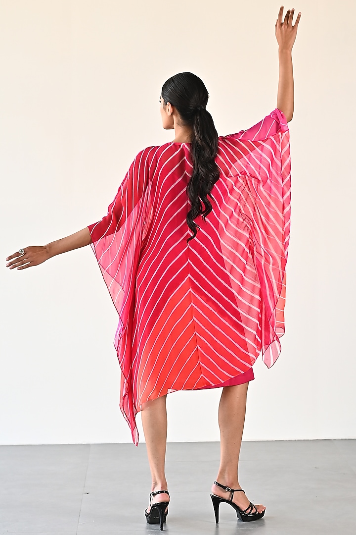 Pink & Orange Georgette Mini Vacation Dress by K-ANSHIKA Jaipur at Pernia's Pop Up Shop