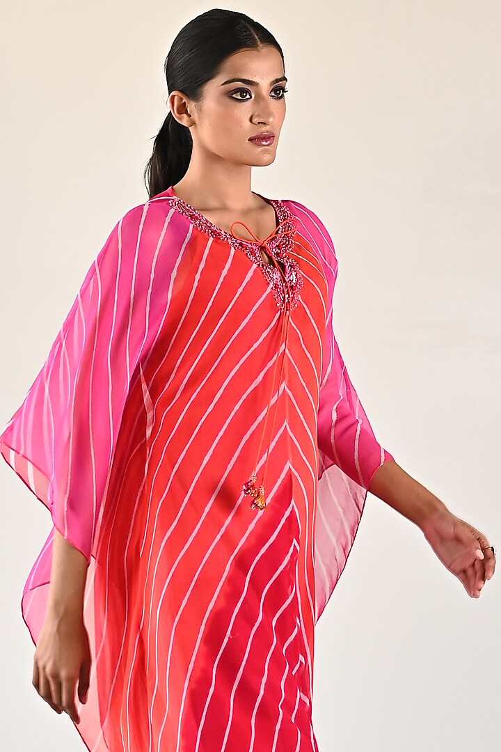 Pink & Orange Georgette Mini Vacation Dress by K-ANSHIKA Jaipur at Pernia's Pop Up Shop