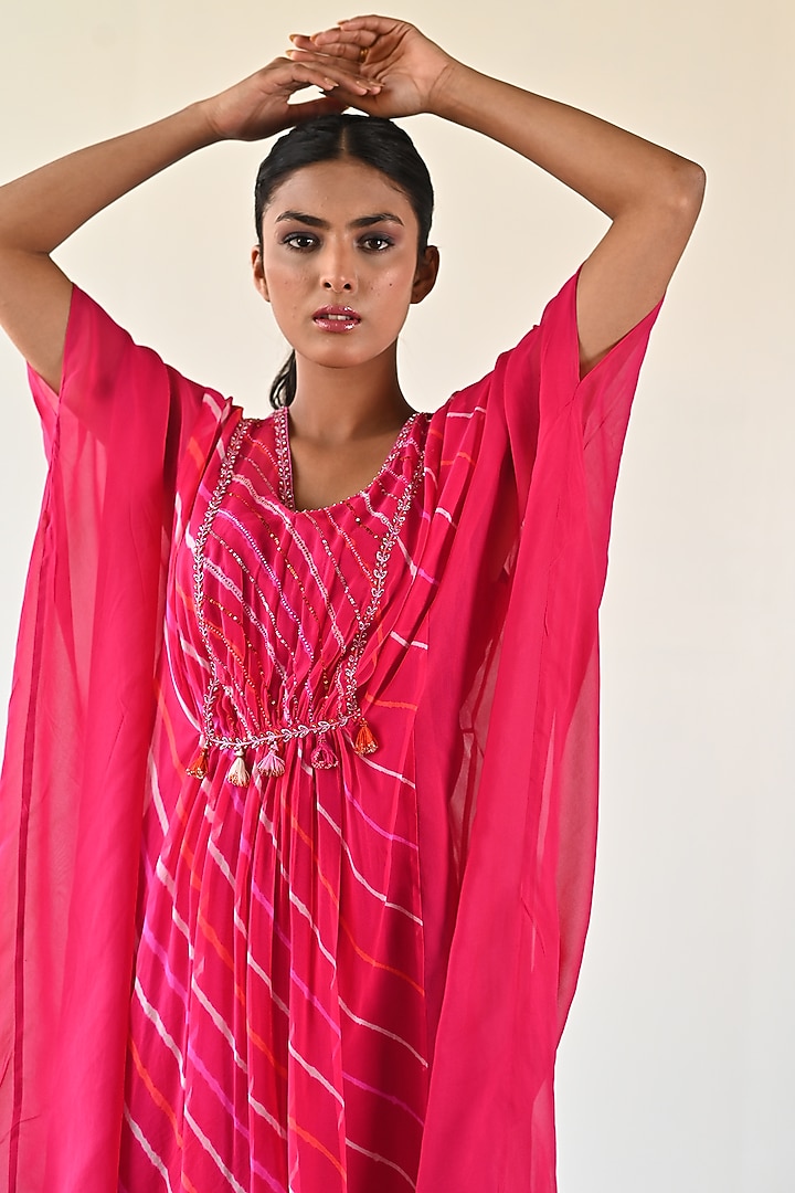 Orange & Pink Georgette Vacation Dress by K-ANSHIKA Jaipur at Pernia's Pop Up Shop