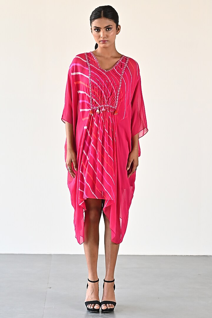 Orange & Pink Georgette Vacation Dress by K-ANSHIKA Jaipur at Pernia's Pop Up Shop