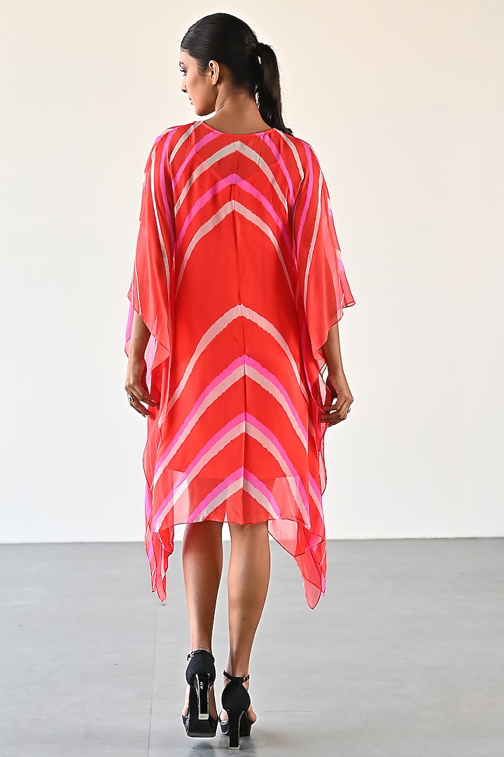 Orange & Pink Georgette Mini Vacation Dress by K-ANSHIKA Jaipur at Pernia's Pop Up Shop
