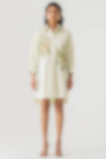 Mint Green Cotton Floral Embroidered Summer Shirt Dress by K-ANSHIKA Jaipur at Pernia's Pop Up Shop