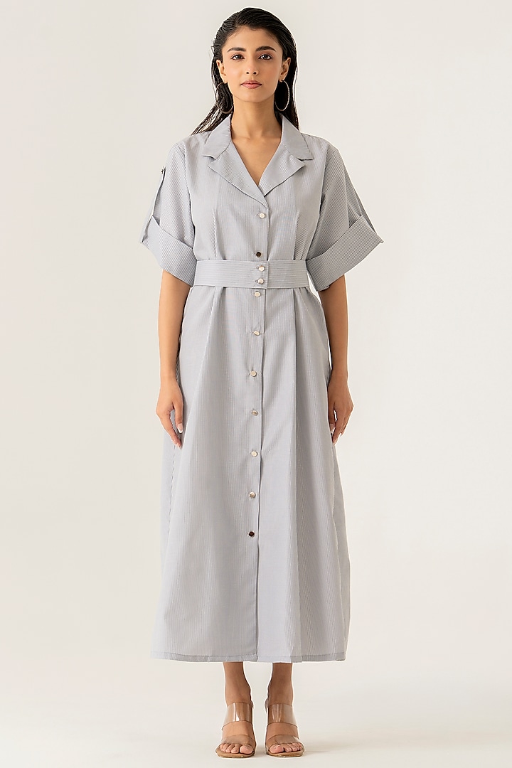 Grey Luster Midi Summer Dress by K-ANSHIKA Jaipur at Pernia's Pop Up Shop