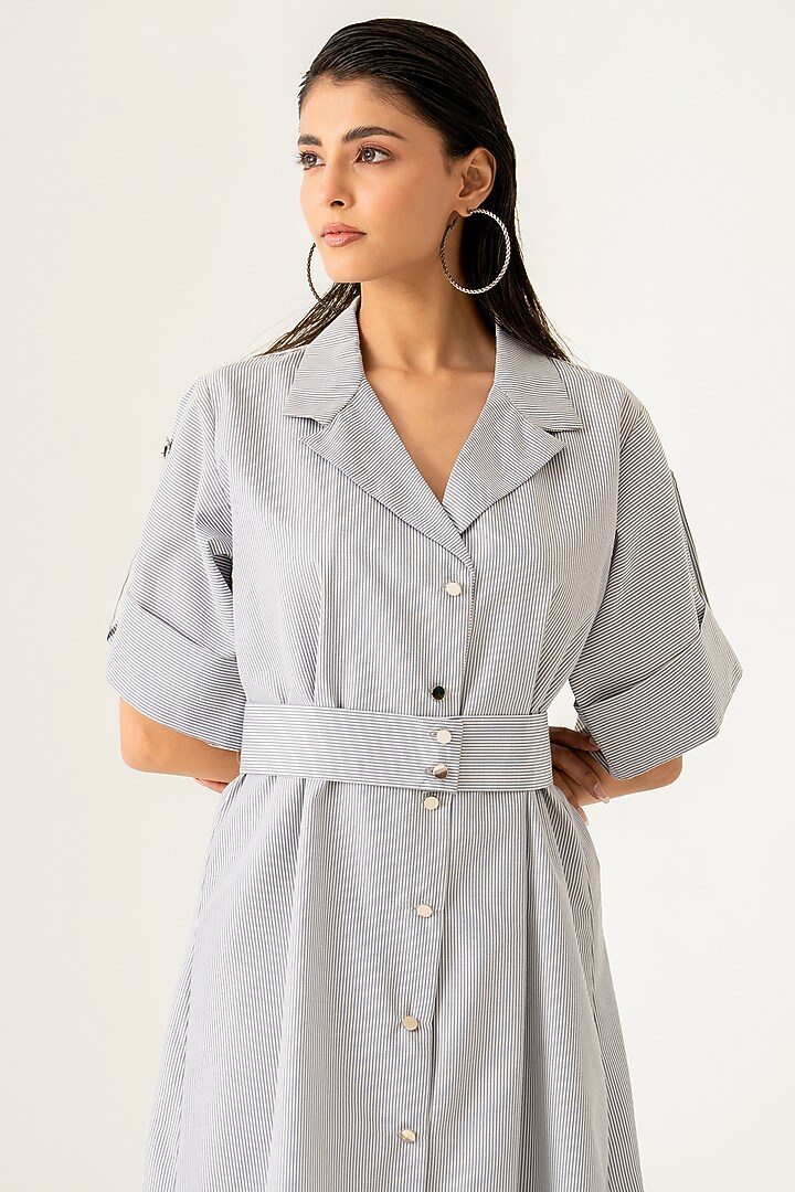 Grey Luster Midi Vacation Dress by K-ANSHIKA Jaipur at Pernia's Pop Up Shop