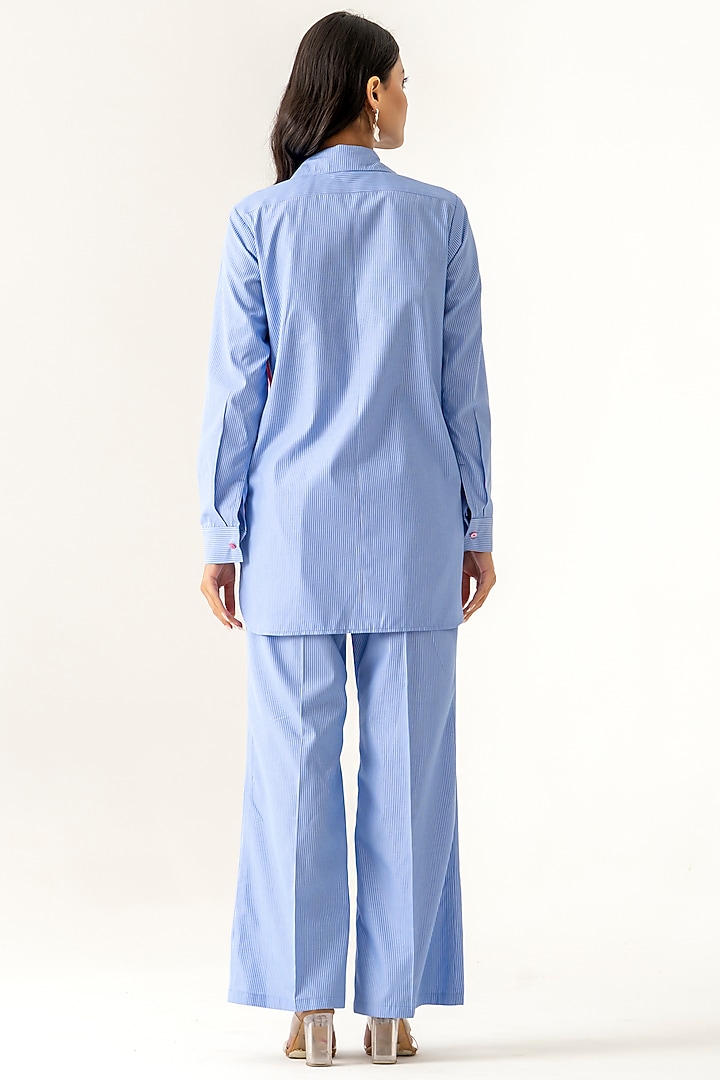 Sky Blue Cotton Embroidered Co-Ord Set by K-ANSHIKA Jaipur at Pernia's Pop Up Shop