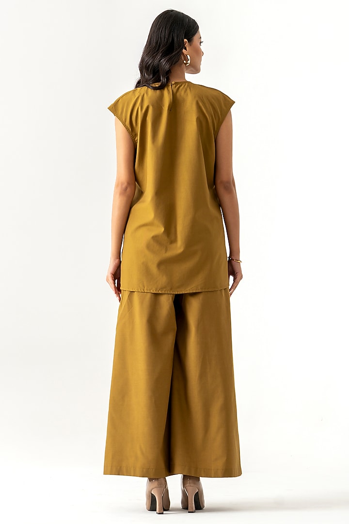 Mustard Cotton Abstract Embroidered Co-Ord Set by K-ANSHIKA Jaipur at Pernia's Pop Up Shop