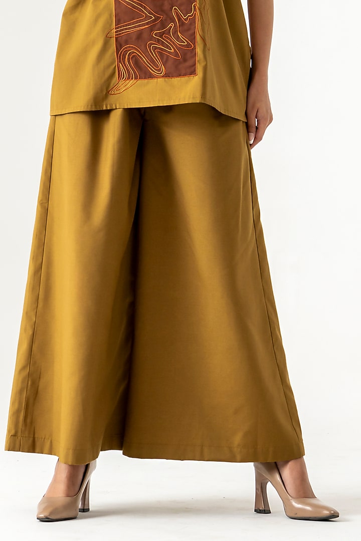 Mustard Cotton Abstract Embroidered Co-Ord Set by K-ANSHIKA Jaipur at Pernia's Pop Up Shop