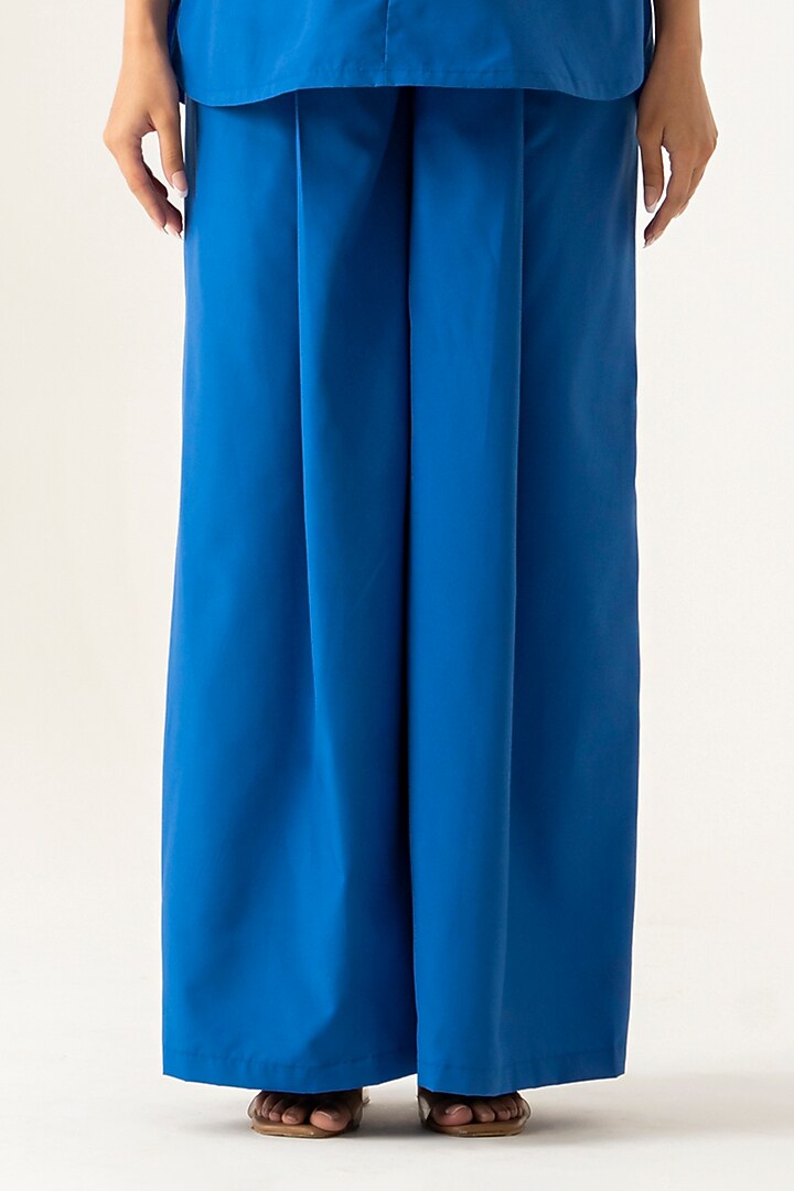 Cobalt Blue Cotton Floral Embroidered Co-Ord Set by K-ANSHIKA Jaipur at Pernia's Pop Up Shop
