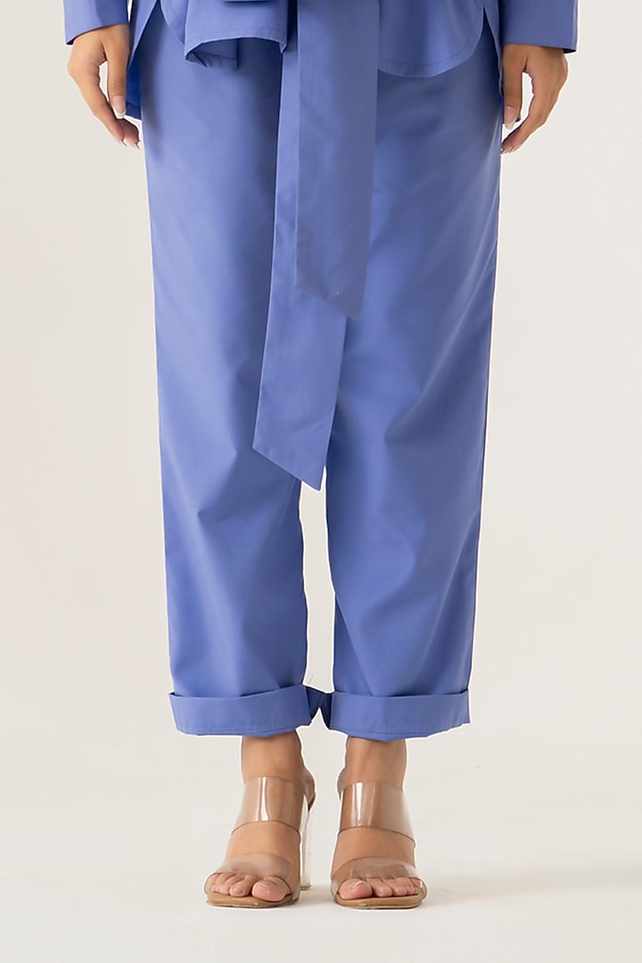 Sky Blue Cotton Floral Applique Co-Ord Set by K-ANSHIKA Jaipur at Pernia's Pop Up Shop