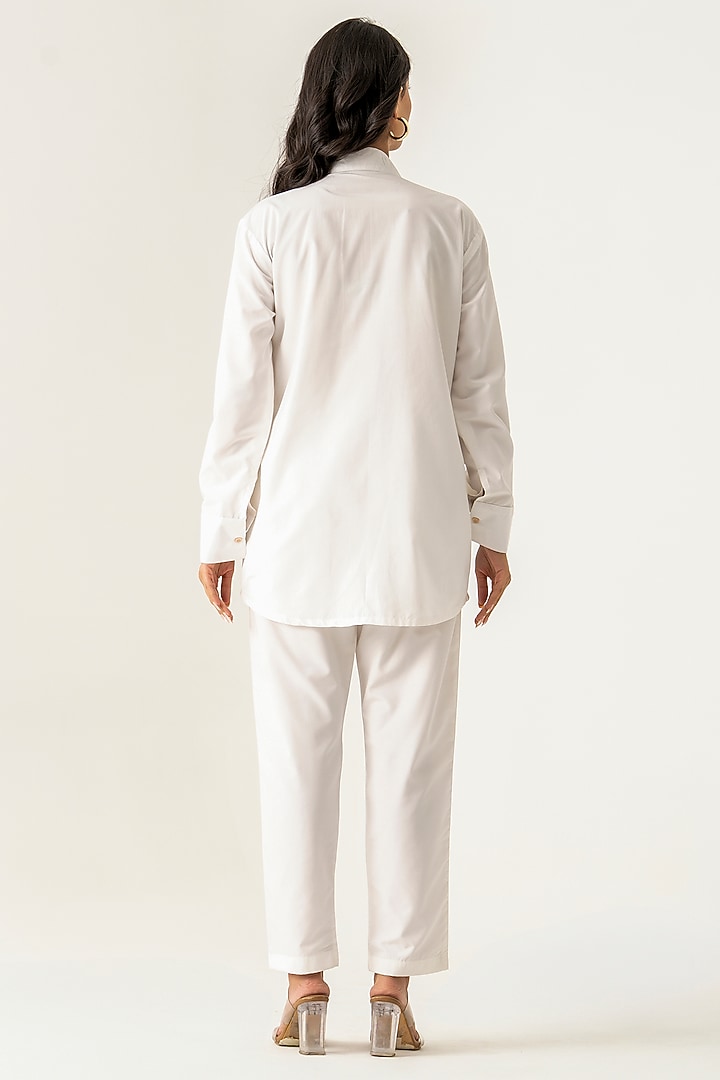 Off-White Cotton Palm Tree Embroidered Co-Ord Set by K-ANSHIKA Jaipur at Pernia's Pop Up Shop