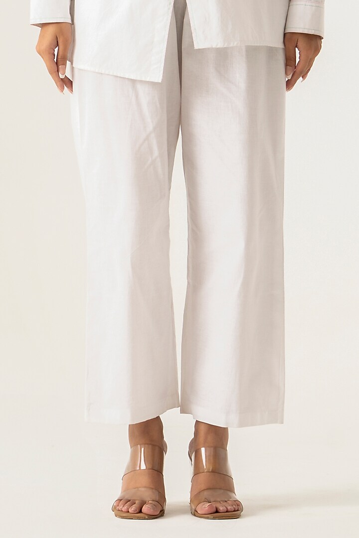 White Cotton Feather Embroidered Co-Ord Set by K-ANSHIKA Jaipur at Pernia's Pop Up Shop