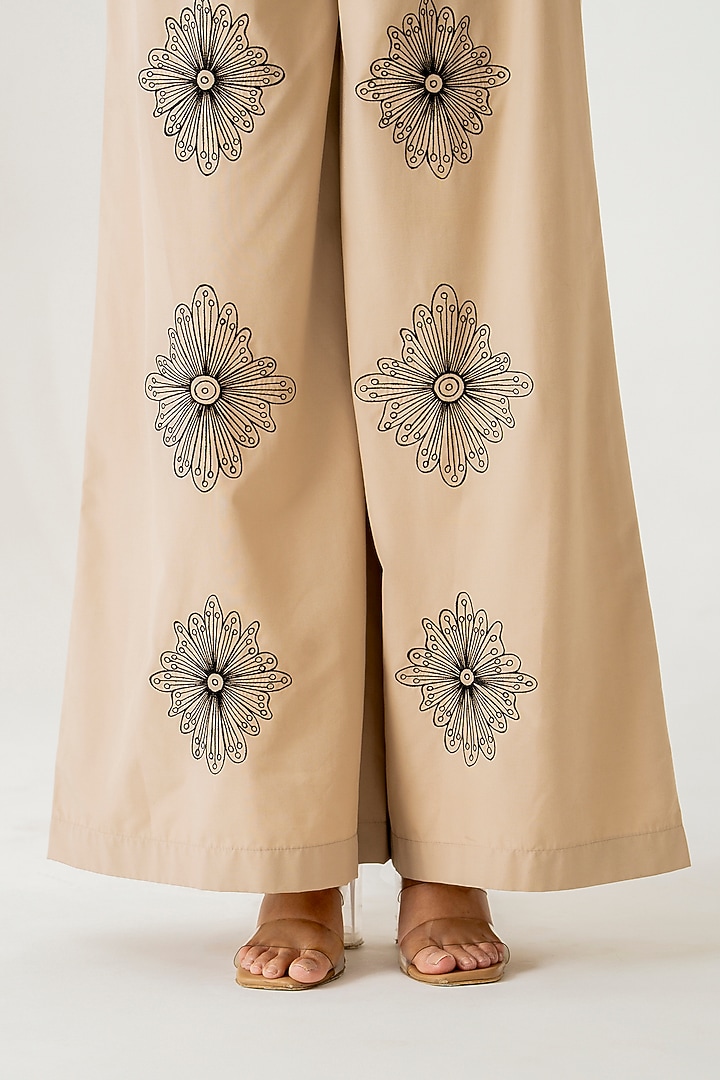 Black & Beige Cotton Embroidered Co-Ord Set by K-ANSHIKA Jaipur at Pernia's Pop Up Shop