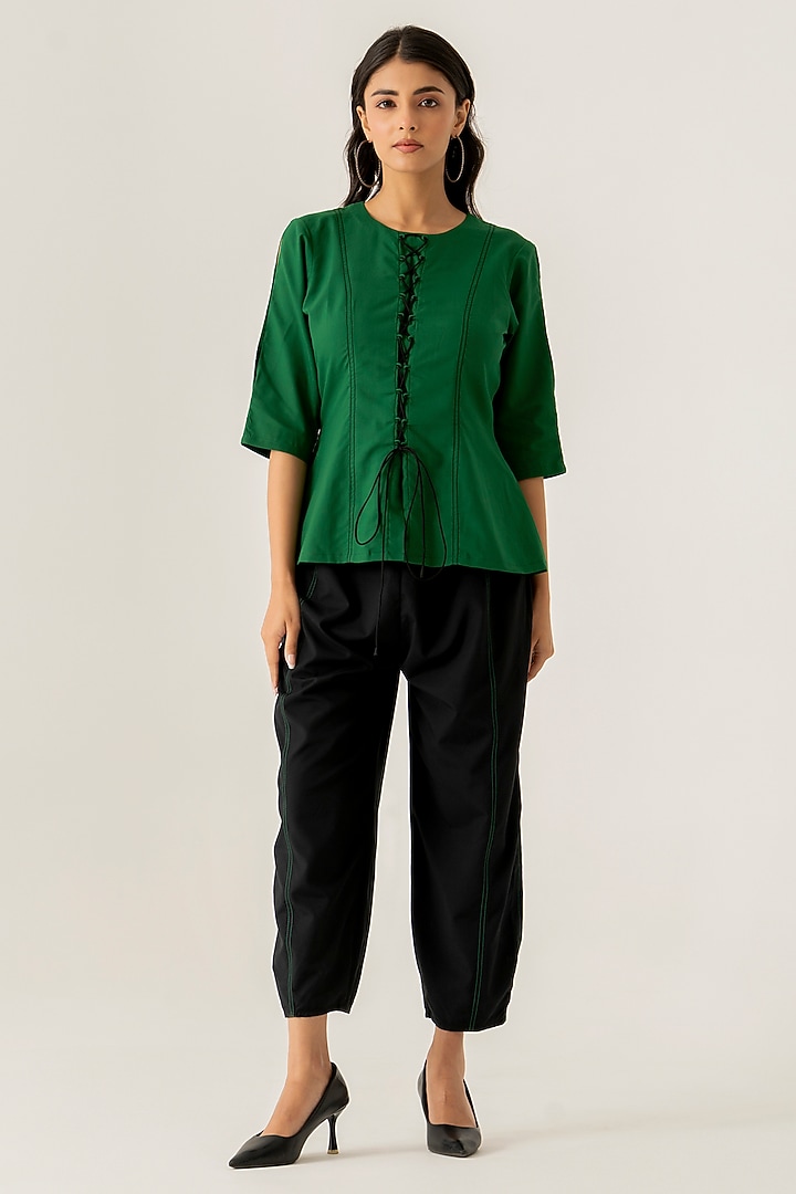 Forest Green & Black Cotton Co-Ord Set by K-ANSHIKA Jaipur at Pernia's Pop Up Shop