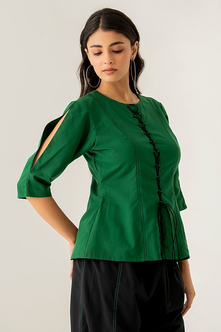 Forest Green & Black Cotton Co-Ord Set by K-ANSHIKA Jaipur at Pernia's Pop Up Shop