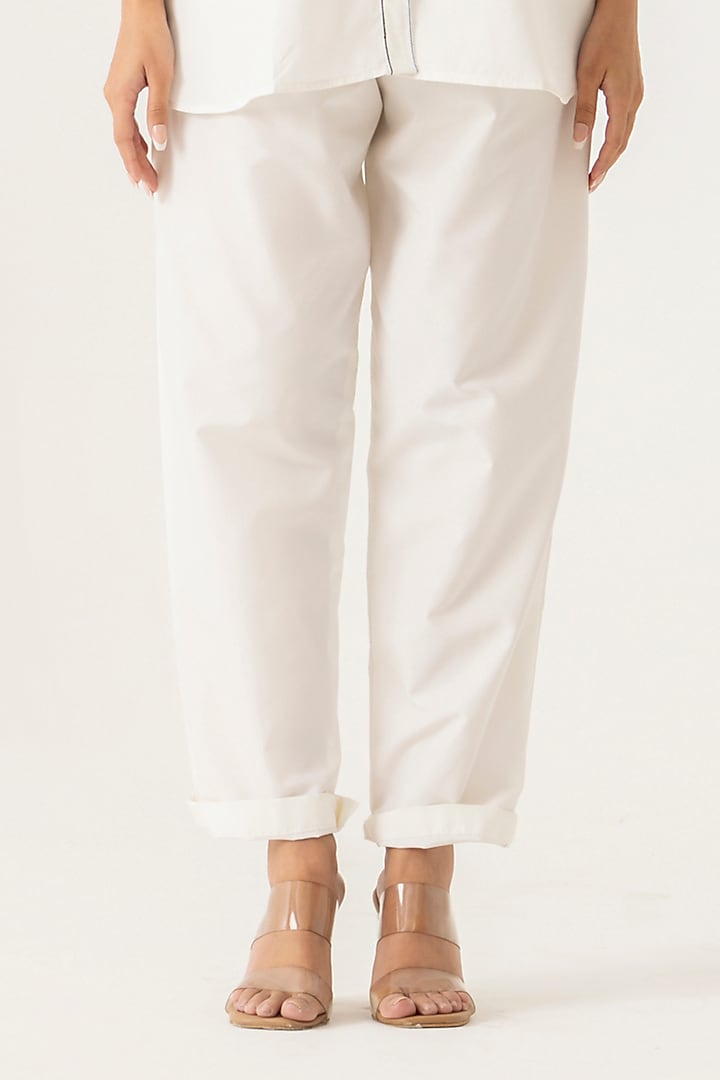 White Cotton Floral Embroidered Co-Ord Set by K-ANSHIKA Jaipur at Pernia's Pop Up Shop