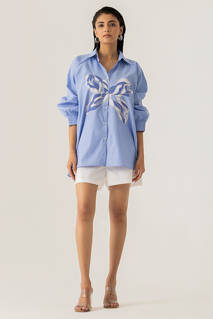 Sky Blue Cotton Abstract Co-Ord Set by K-ANSHIKA Jaipur at Pernia's Pop Up Shop