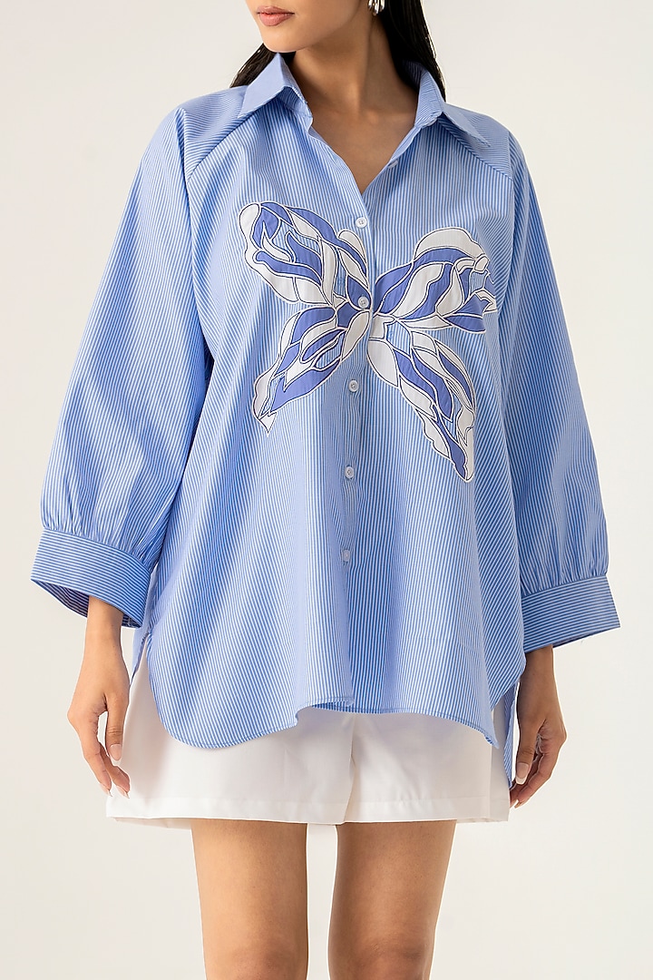 Sky Blue Cotton Abstract Co-Ord Set by K-ANSHIKA Jaipur at Pernia's Pop Up Shop