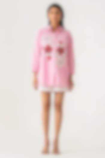 Pink Cotton Floral Embroidered Co-Ord Set by K-ANSHIKA Jaipur at Pernia's Pop Up Shop