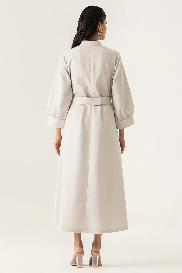 Grey Cotton Floral Embroidered Midi Vacation Dress by K-ANSHIKA Jaipur at Pernia's Pop Up Shop