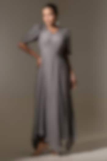 Grey Crepe Embroidered Handkerchief Hem Engagement Gown by K-ANSHIKA Jaipur at Pernia's Pop Up Shop