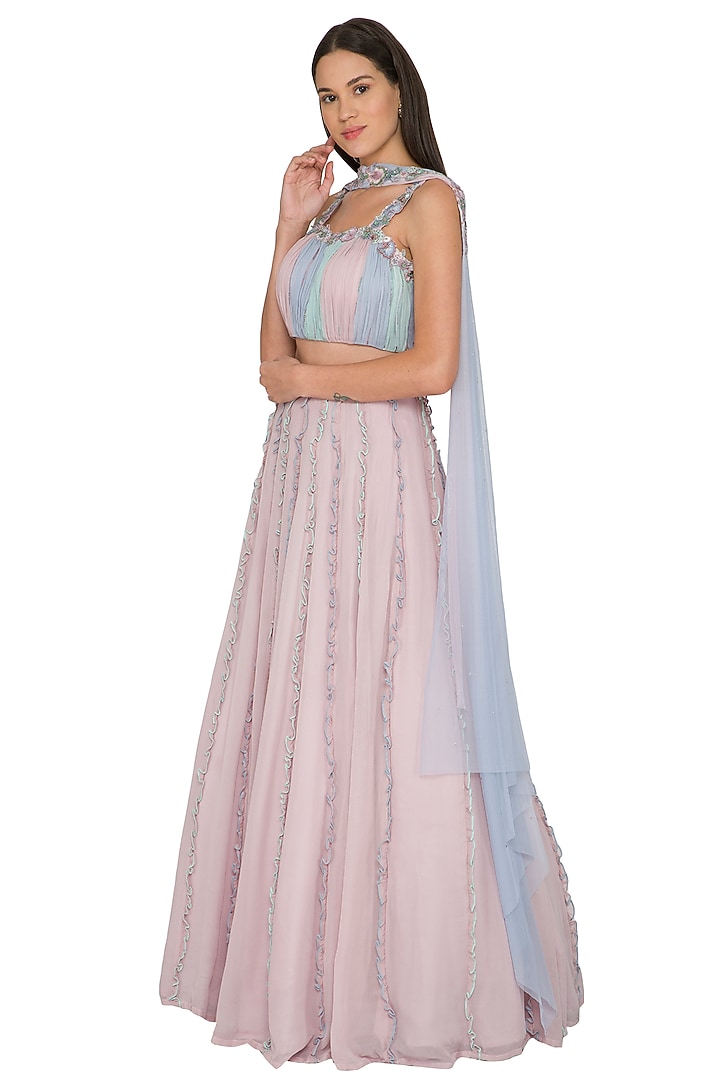 Mauve Embroidered Wedding Lehenga Set by K-ANSHIKA Jaipur at Pernia's Pop Up Shop