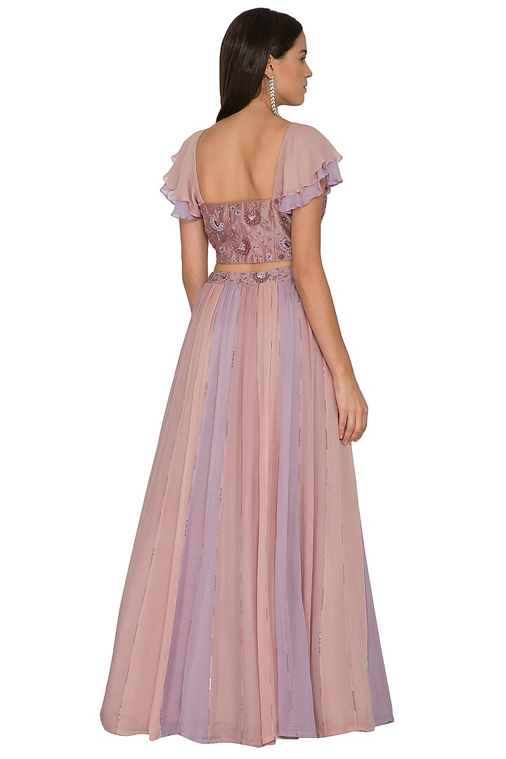 Mauve Paneled Embroidered Wedding Lehenga Set by K-ANSHIKA Jaipur at Pernia's Pop Up Shop