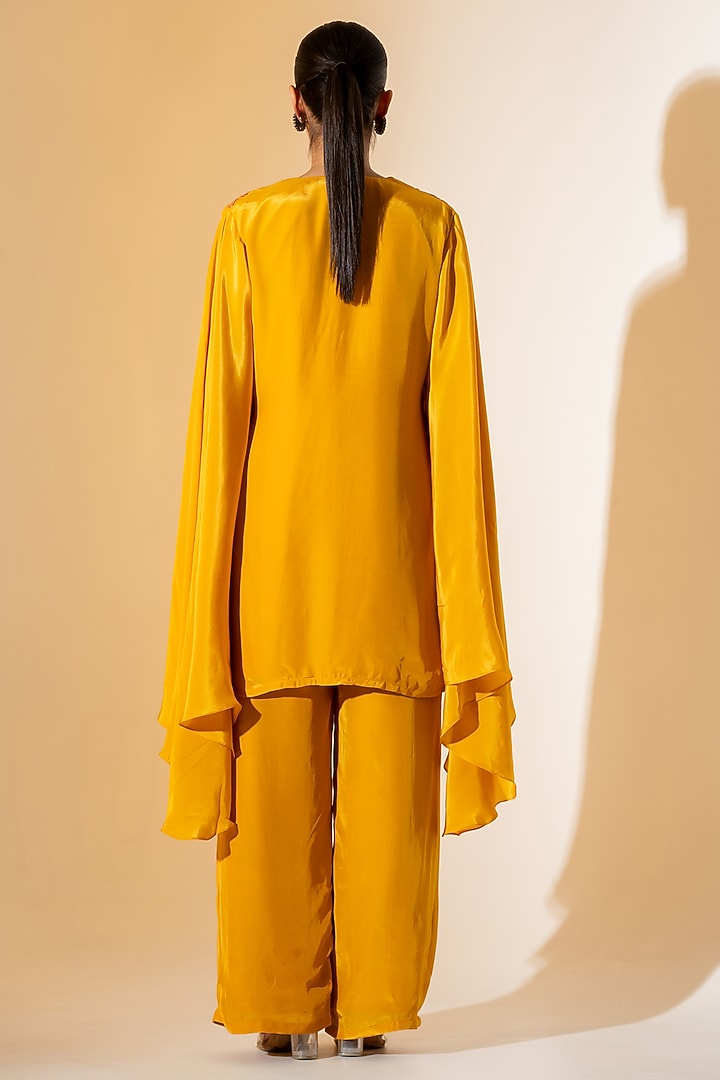 Mustard Yellow Crepe Mirror Embroidered Co-Ord Set by K-ANSHIKA Jaipur at Pernia's Pop Up Shop