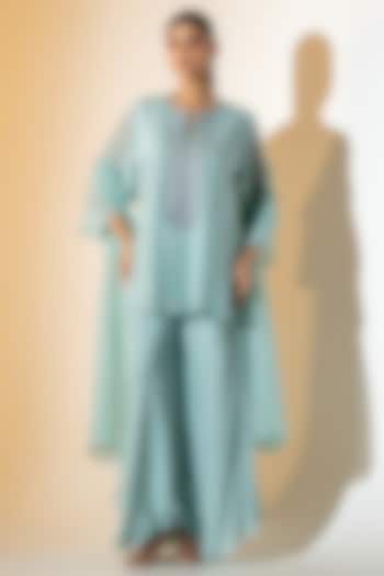 Sky Blue Crepe Thread Embroidered Kurta Set by K-ANSHIKA Jaipur at Pernia's Pop Up Shop