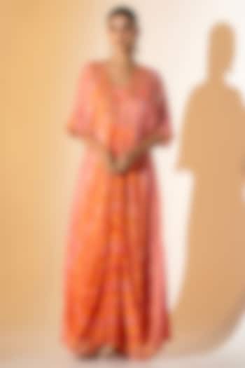 Orange & Peach Georgette Bandhani Cowl Summer Dress by K-ANSHIKA Jaipur at Pernia's Pop Up Shop