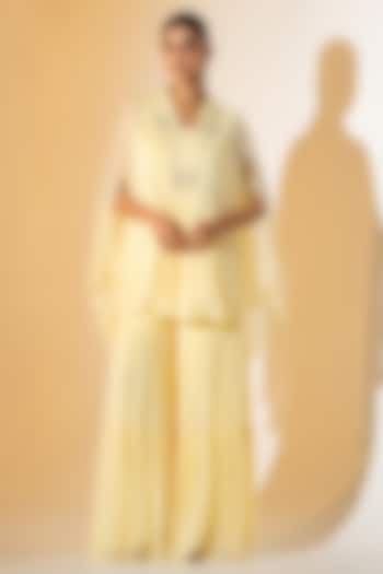 Butter Yellow Georgette Party Wear Sharara Set by K-ANSHIKA Jaipur at Pernia's Pop Up Shop