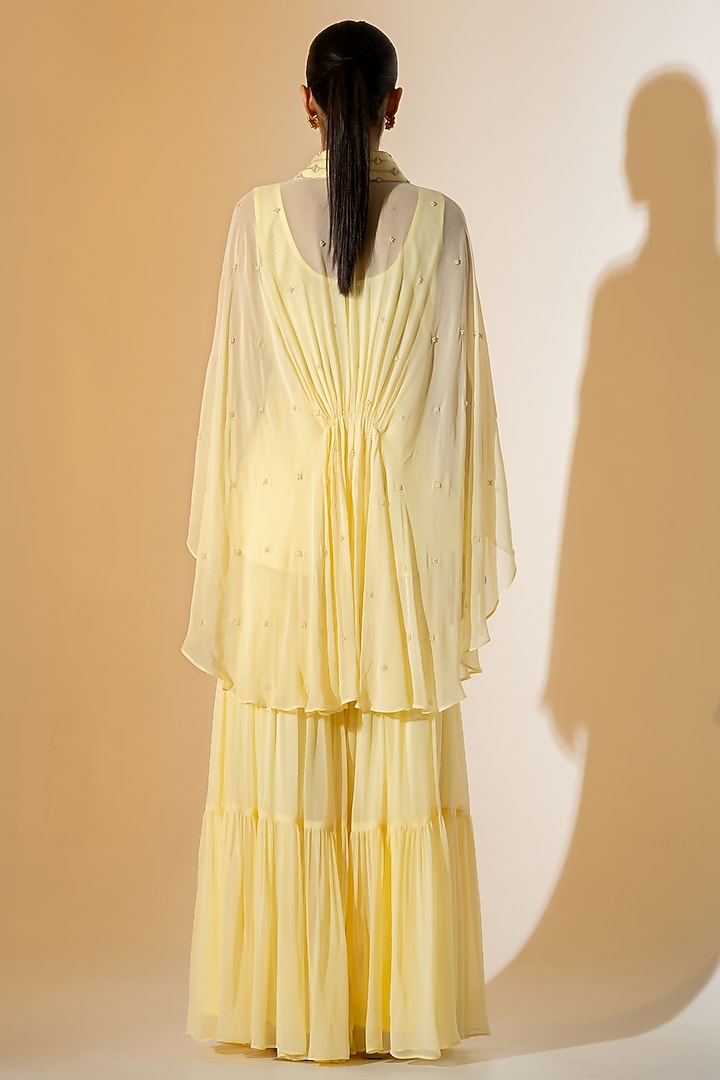 Butter Yellow Georgette Party Wear Sharara Set by K-ANSHIKA Jaipur at Pernia's Pop Up Shop