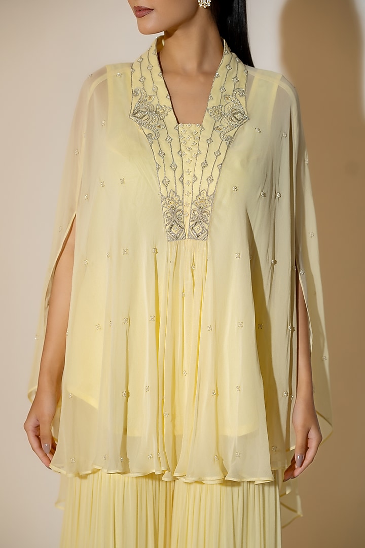 Butter Yellow Georgette Party Wear Sharara Set by K-ANSHIKA Jaipur at Pernia's Pop Up Shop