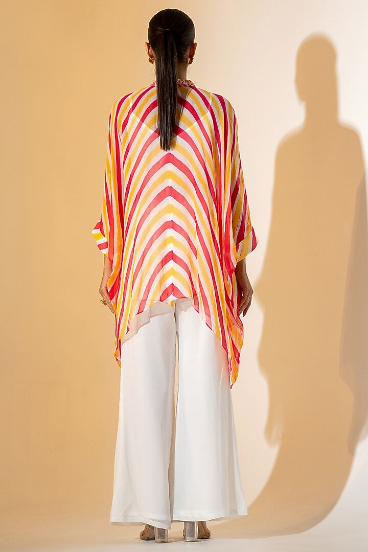 Mustard & White Georgette Leheriya Co-Ord Set by K-ANSHIKA Jaipur at Pernia's Pop Up Shop