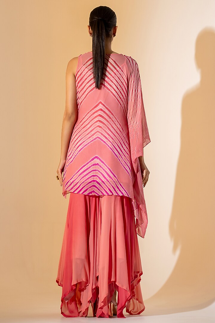 Carrot Pink Georgette Flowy Party Wear Sharara Set by K-ANSHIKA Jaipur at Pernia's Pop Up Shop