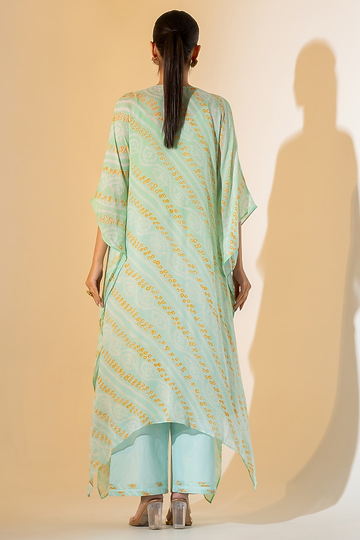 Sage Green Pure Bandhej Kaftan Set by K-ANSHIKA Jaipur at Pernia's Pop Up Shop