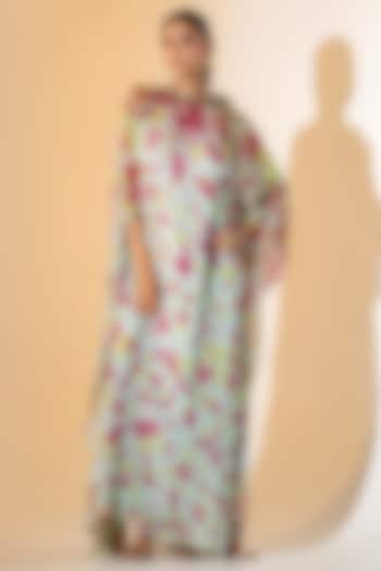 Sage Green Georgette Tie-Dye Kaftan Set by K-ANSHIKA Jaipur at Pernia's Pop Up Shop