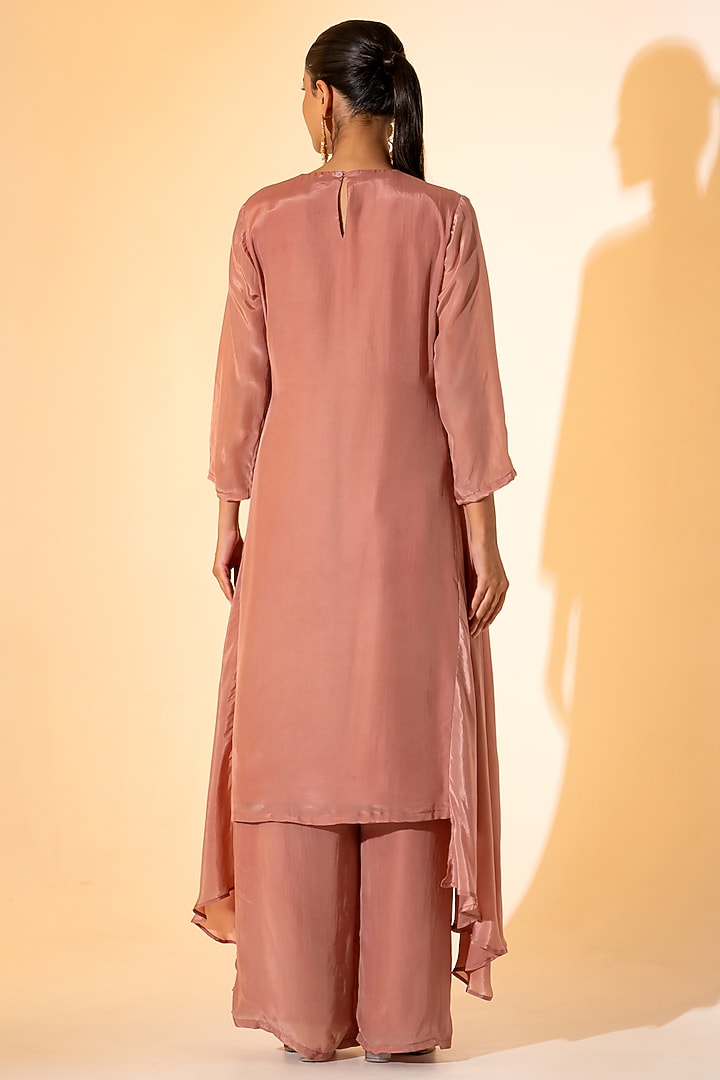 Rose PInk Crepe High-Low Kurta Set by K-ANSHIKA Jaipur at Pernia's Pop Up Shop