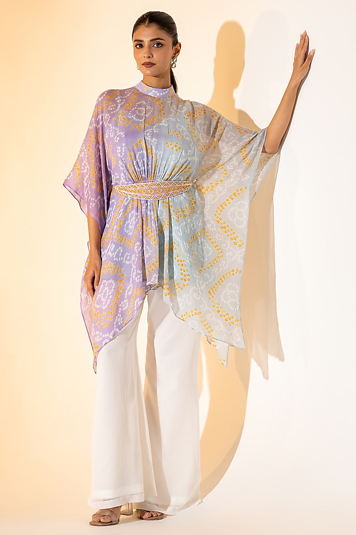 Lavender & White Georgette Leheriya Printed Co-Ord Set by K-ANSHIKA Jaipur at Pernia's Pop Up Shop